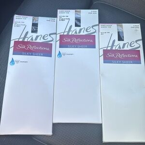 Hanes Silk Reflections Knee High Jet Silky Sheer, 4 Cool Comfort,  6 Pairs NIB